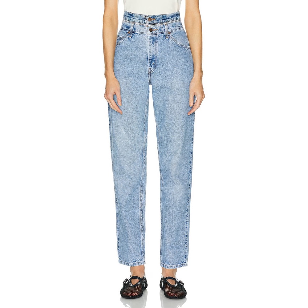 NWOT aligrace Vintage Double Waist Jeans in Light Medium Wash Upcycle Recycled